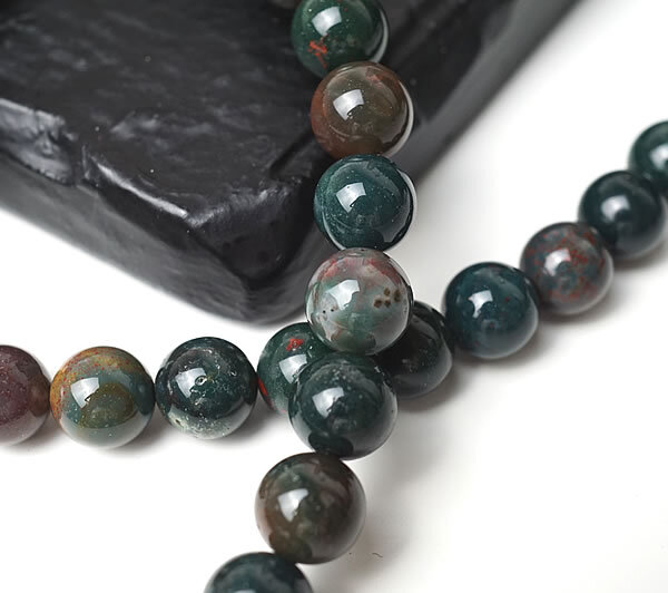 【1粒/バラ売り】ブラッドストーン 10mm 穴あきビーズ ばら売り 粒売り 天然石 パワーストーン アクセサリー ハンドメイド パーツ ブレスレット ペンダント ネックレス ピアス イヤリング製作