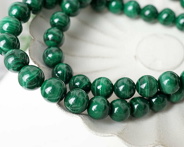 【1連/連売り】マラカイト 孔雀石 8mm 穴あきビーズ ばら売り 粒売り 天然石 パワーストーン アクセサリー ハンドメイド パーツ ブレスレット ペンダント ネックレス ピアス イヤリング製作