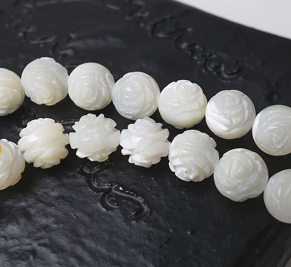 【1粒/バラ売り】マザーオブパール 薔薇 8mm 穴あきビーズ ばら売り 粒売り 天然石 パワーストーン アクセサリー ハンドメイド パーツ ブレスレット ペンダント ネックレス ピアス イヤリング製作