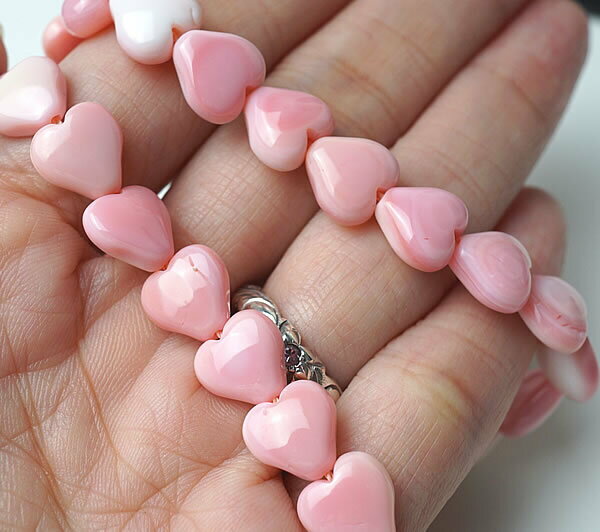【10粒/バラ売り】コンクシェル クィーンコンクシェル ハート9mm 穴あきビーズ ばら売り 粒売り 天然石 パワーストーン アクセサリー ハンドメイド パーツ ブレスレット ペンダント ネックレス ピアス イヤリング製作 ピンク貝
