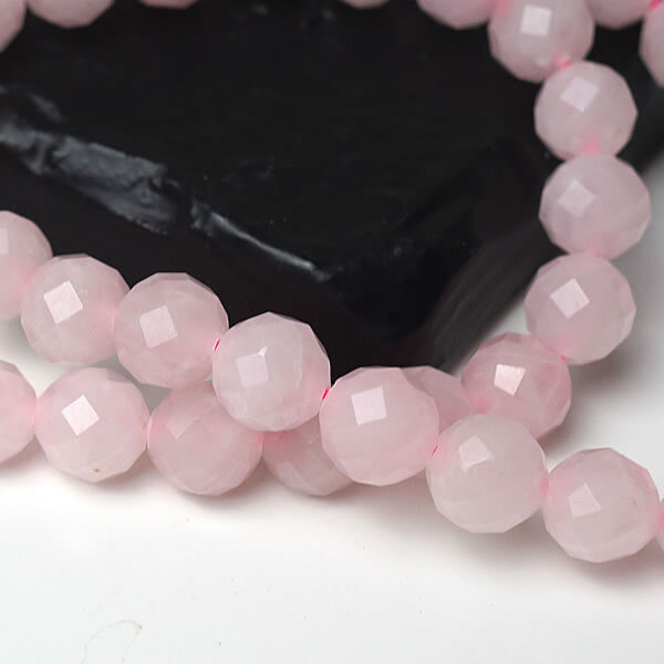 【3粒/バラ売り】ローズクォーツ 64面カット 8mm 穴あきビーズ ばら売り 粒売り 天然石 パワーストーン アクセサリー ハンドメイド パーツ ブレスレット ペンダント ネックレス ピアス イヤリング製作 恋愛 癒し