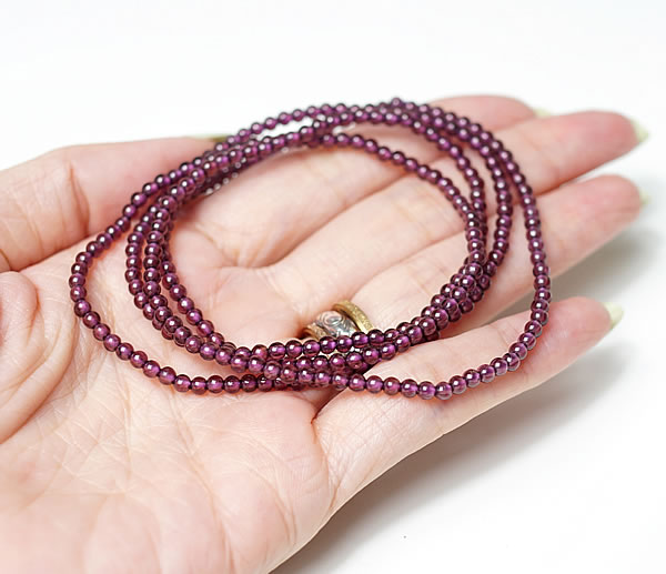 【1連/連売り】ガーネットSA インド産 ロードライトガーネット 3mm 長さ65cm 柘榴石 穴あきビーズ バラ売り 粒売り 天然石 パワーストーン アクセサリー ハンドメイド パーツ ブレスレット ペンダント ネックレス ピアス イヤリング製作