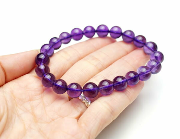 【一点物/最上級】アメジストAAAAA ブラジル産 ブレスレット 8mm 天然石 パワーストーン 紫水晶 2月の誕生石