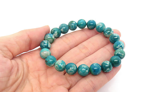 【一点物/レア】クリソコラシリカAAAAA ペルー産 ブレスレット 9mm 天然石 パワーストーン マラカイトとアズライトの混合石 クリソコラ 珪孔雀石 最上級
