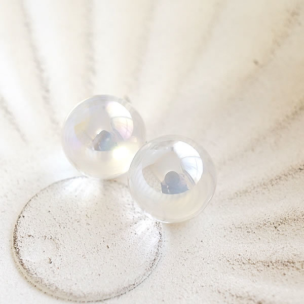 レインボーオーラ オーラクリスタル オーラクォーツ オーロラクォーツ 蒸着水晶 丸玉 スフィア 12mm 穴..