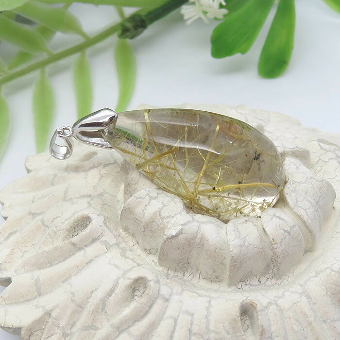 【一点物】ルチルクォーツAAAA ペンダント ネックレス SV925 天然石 パワーストーン 針入り水晶 金針水晶 ゴールドルチル