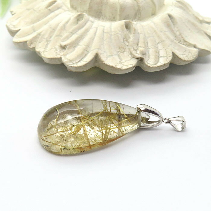 【一点物】ルチルクォーツAAAA ペンダント ネックレス SV925 天然石 パワーストーン 針入り水晶 金針水晶 ゴールドルチル