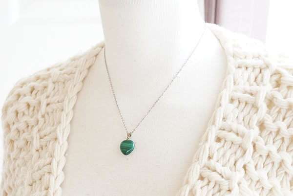 マラカイトAAAAA ハート ペンダント ネックレス SV925 天然石 パワーストーン 孔雀石