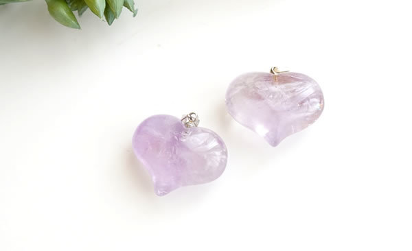ラベンダーアメジスト (紫水晶) ぷっくりハート ペンダント ネックレス 天然石 パワーストーン アメジスト 紫水晶 2月の誕生石