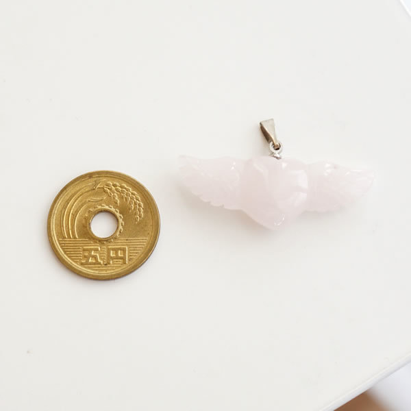 ローズクォーツ 天使の羽根 ハート ペンダント ネックレス 天然石 パワーストーン ロジウムメッキ 紅水晶 恋愛 結婚