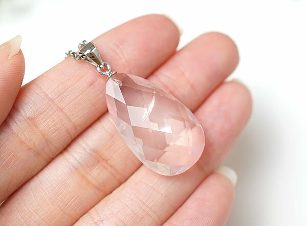 ローズクォーツAAAA マダガスカル産 ペンダント ネックレス 天然石 パワーストーン SV925 紅水晶 高品質 カット