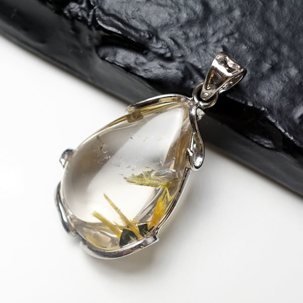 【一点物】ルチルクォーツAAAA ペンダント ネックレス SV925 天然石 パワーストーン 針入り水晶 金針水晶 ヘマタイト入りタイチンルチル 太陽ルチル