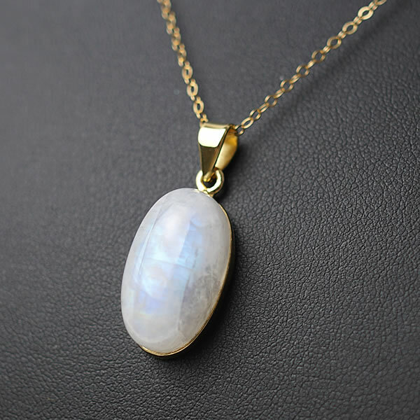 【一点物】レインボームーンストーンAAAAA インド産ホワイトラブラドライト ペンダント ネックレス SV9..
