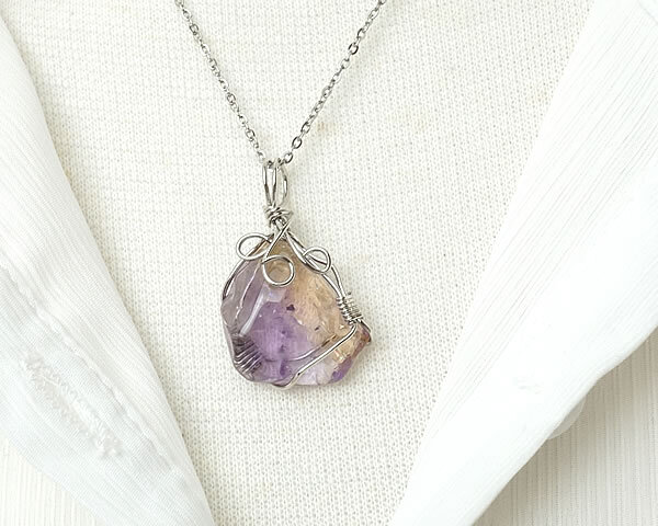 【一点物】アメトリンAAAA ボリビア産 ワイヤー巻き ペンダント ネックレス 天然石 パワーストーン アメジスト シトリン