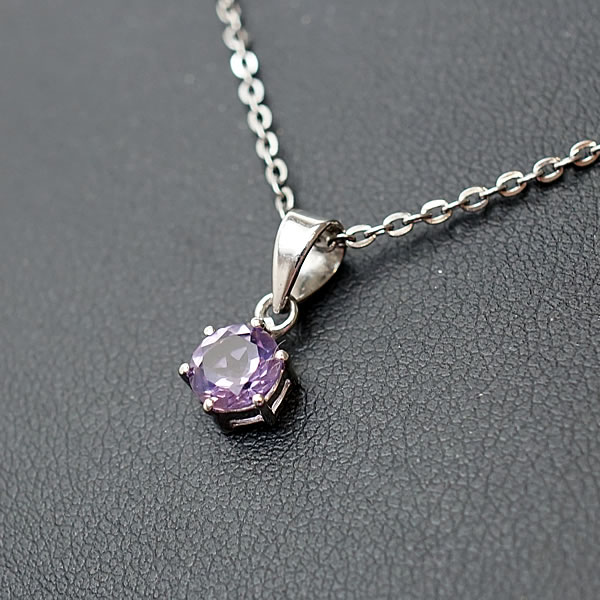 【宝石質】アメジスト ペンダント 一粒ネックレス 紫水晶 ブラジル産 天然石 パワーストーン 2月の誕生石 ファセットカット お守り 魔除け 愛情
