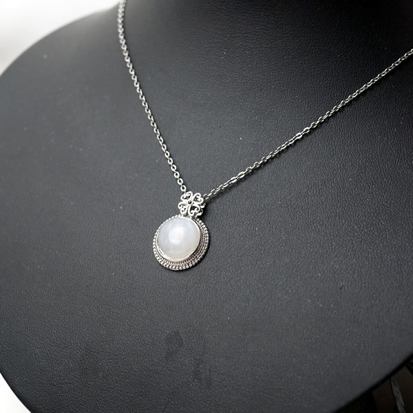 ムーンストーンAAA インド産ホワイトラブラドライト ペンダント ネックレス SV925 天然石 パワーストーン 6月の誕生石