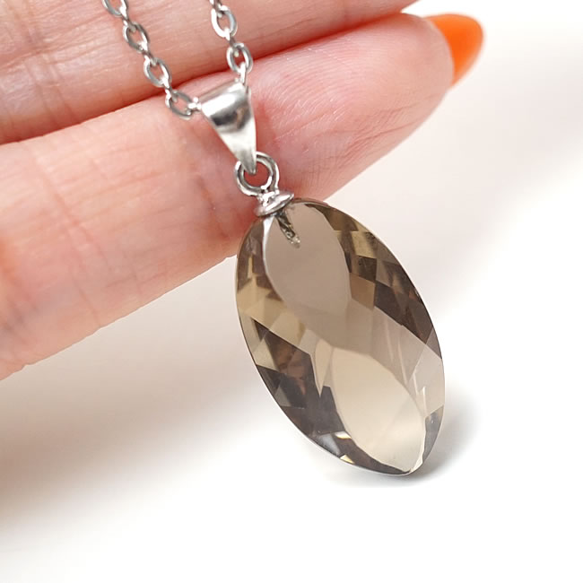 スモーキークォーツAAAAA ペンダント ネックレス SV925 天然石 パワーストーン デザインカット 煙水晶