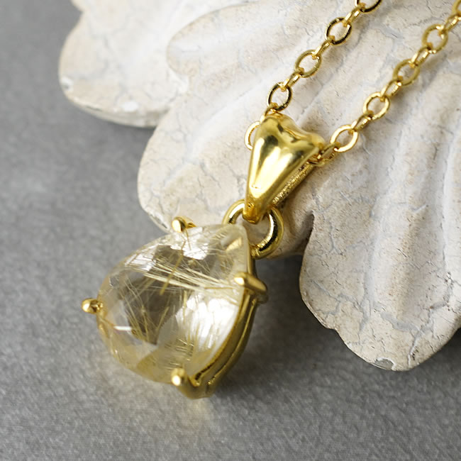 乐天商城 - 【一点物】ルチルクォーツ ペンダント ネックレス 18KGP ブラジル産 天然石 パワーストーン ゴールドルチル 金針水晶 針入り水晶 金運 開運 お守り レディース メンズ ギフト