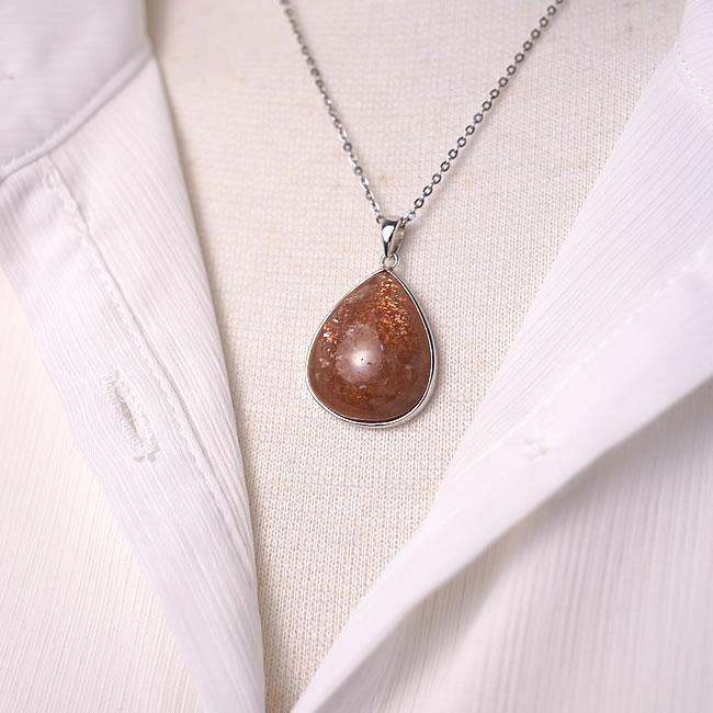 【一点物】サンストーンAAAAA タンザニア産 ペンダント ネックレス SV925 天然石 パワーストーン オレンジサンストーン