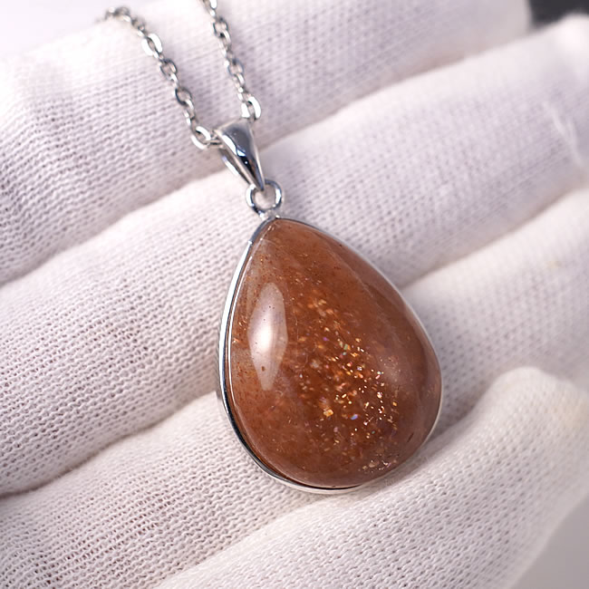 【一点物】サンストーンAAAAA タンザニア産 ペンダント ネックレス SV925 天然石 パワーストーン オレンジサンストーン