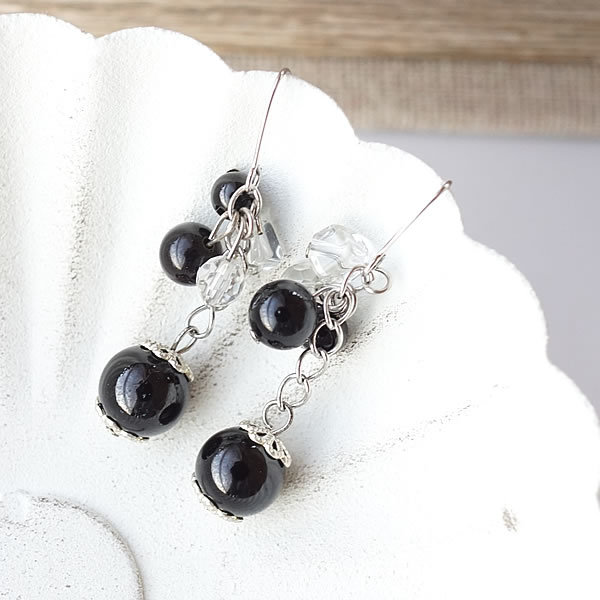 トルマリン 誕生石ピアス 天然石 パワーストーン フックピアス ハンドメイドアクセサリー ブラックトルマリン 電気石 10月の誕生石