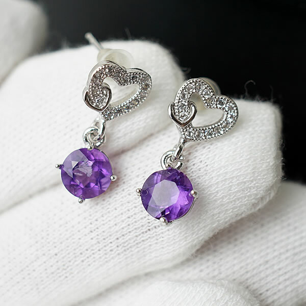 アメジスト (紫水晶) AAAAA ピアス ポストピアス SV925 天然石 パワーストーン ポストピアス アクセサリー 高品質 紫水晶 2月の誕生石
