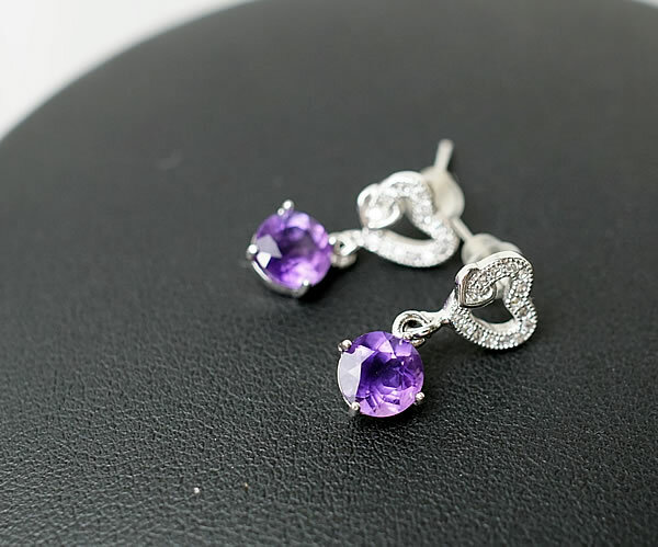 アメジスト (紫水晶) AAAAA ピアス ポストピアス SV925 天然石 パワーストーン ポストピアス アクセサリー 高品質 紫水晶 2月の誕生石