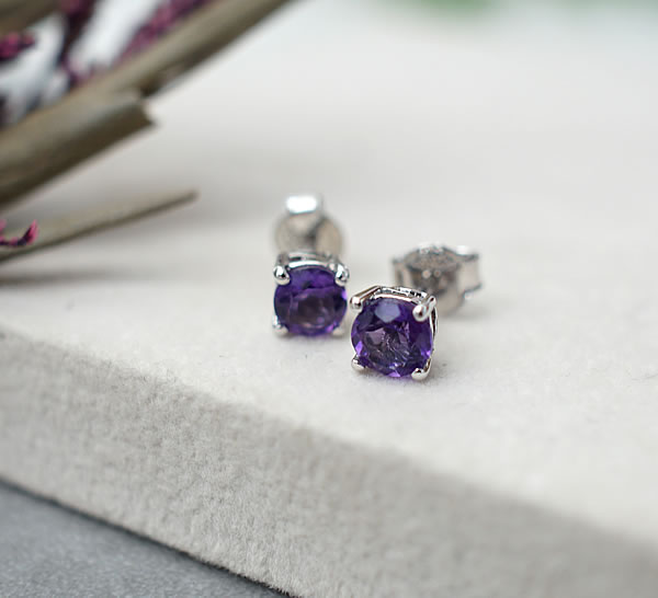 【宝石質】アメジスト ピアス SV925 天然石 パワーストーン アクセサリー 紫水晶 2月の誕生石