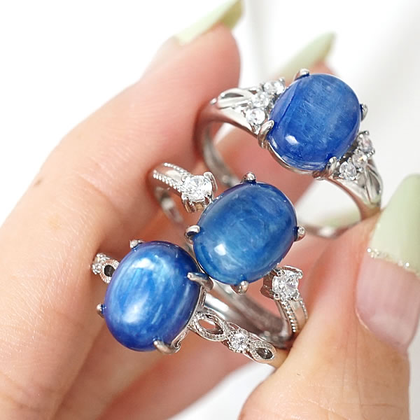 【ランダム発送/フリーサイズ】カイヤナイト リング 指輪 フリーサイズ サイズ調整可能 天然石 パワーストーン SV925 アクセサリー ジュエリー レディース メンズ