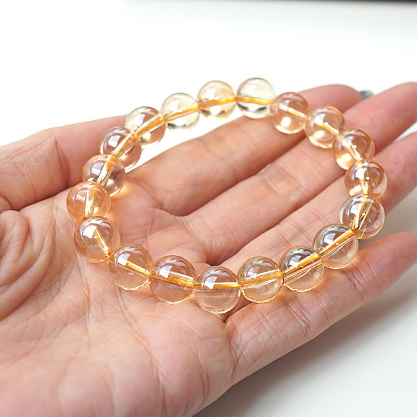 ゴールデンオーラ 10mm オレンジオーラ オーラクリスタル オーラクォーツ 蒸着水晶 ブレスレット 天然石 パワーストーン 幸運 開運