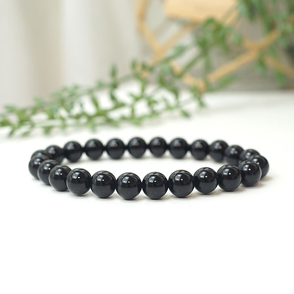 乐天商城 - オニキス ブレスレット 8mm 天然石 パワーストーン 開運 お守り 魔除け 厄除け 邪気除け 黒瑪瑙 ブラック 黒 つけっぱなし メンズ レディース