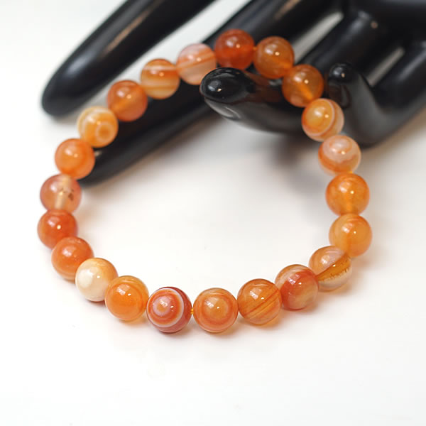 赤天眼石 8mm ブレスレット レッドアイアゲート サードオニキス赤めのう 天眼瑪瑙 天然石 パワーストー..
