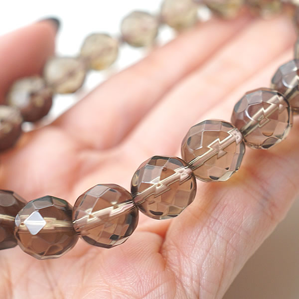 スモーキークォーツ 64面カット 10mm ブレスレット 天然石 パワーストーン 癒し 精神安定 ストレス解消