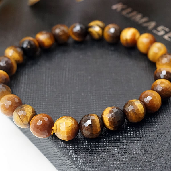 タイガーアイ 128面カット 8mm ブレスレット 虎目石 猫目石 天然石 パワーストーン 金運 財運 仕事運