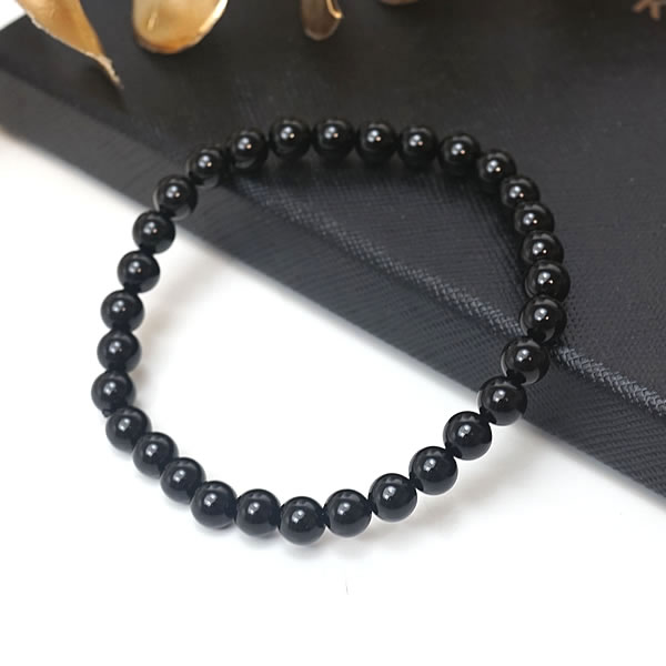 ブラックトルマリン 6mm ブレスレット 電気石 10月の誕生石 天然石 パワーストーン