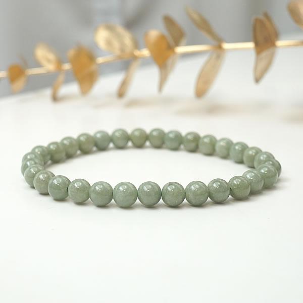 ロシア産ネフライト 軟玉 6mm ブレスレット 5月の誕生石 天然石 パワーストーンジェード 人生の成功と繁栄
