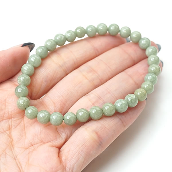 ロシア産ネフライト 軟玉 6mm ブレスレット 5月の誕生石 天然石 パワーストーンジェード 人生の成功と繁栄