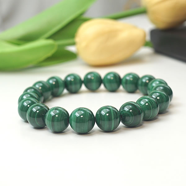 マラカイト 孔雀石 10mm ブレスレット 天然石 パワーストーン 魔除け 厄除け お守り