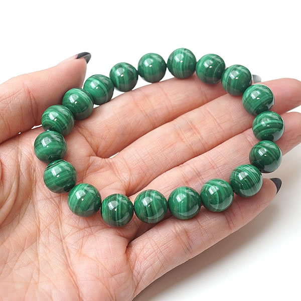 マラカイト 孔雀石 10mm ブレスレット 天然石 パワーストーン 魔除け 厄除け お守り