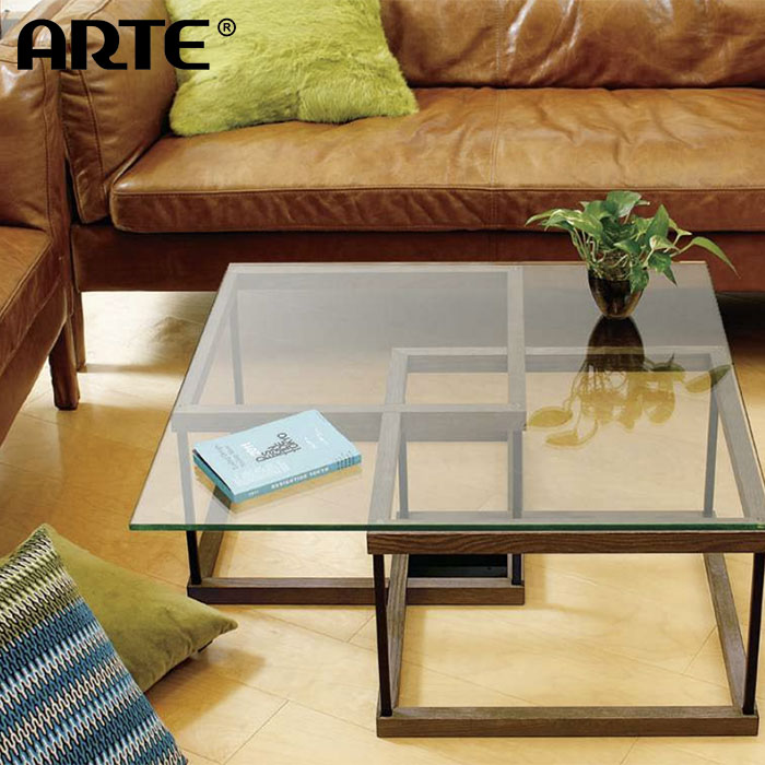 ガラステーブル アルテジャパン ARTE JAPAN 800 800 WT-16 | 日本製 天然木 フレーム センターテーブル リビングテーブル ローテーブル コーヒーテーブル デザイン性 木製フレーム