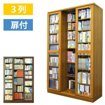 【搬入・組立・設置】 スライド書棚 スライド 本棚 扉 大容量 書架シリーズ「文蔵」 スライド式本棚 スライド書棚 3列・扉付 326-T 【送料無料(A地区)】