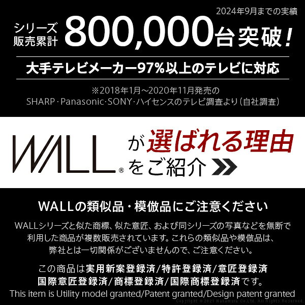 テレビスタンド テレビ台 WALLインテリアテレビスタンドV4 フロアタイプ 60〜90v対応 壁寄せテレビ台 TVスタンド 大型テレビ専用 背面収納 コード収納 震度7耐震試験済み EQUALS [WLTVJ5] [2]