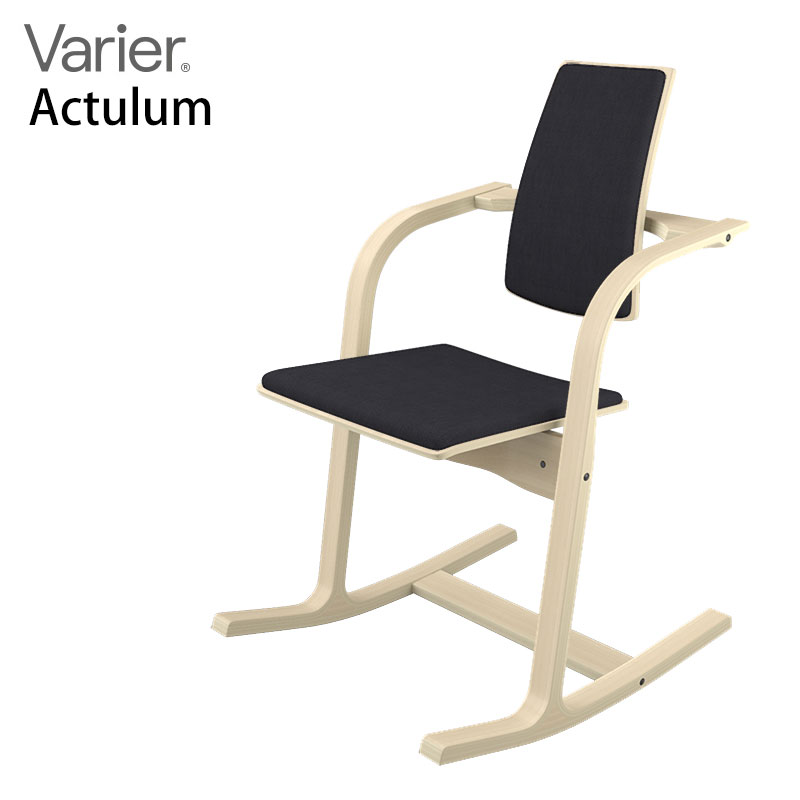 【ポイント10倍】 バランスチェア アクチュラム バリエール Varier Actulum 木部：ナチュラル ファブリック：ブラック（RE0194） 正規品 北欧 ロッキングチェア ヴァリエール バランスチェアー デザイナーズ 姿勢 健康 椅子