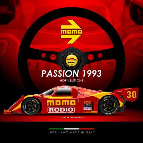 MOMOホーンボタン　パッション1993　イエロー　HB26MOMO　NISSAN　NPT－90からデザインされた商品