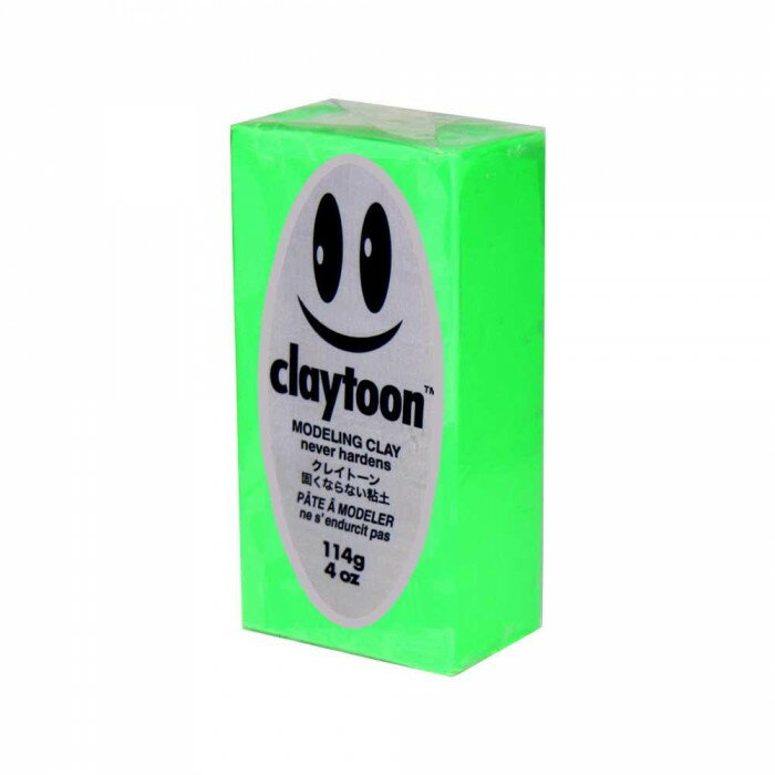 MODELING CLAY(モデリングクレイ)　claytoon(クレイトーン)　カラー油粘土　ネオングリーン　1/4bar(1/4Pound)　6個セット