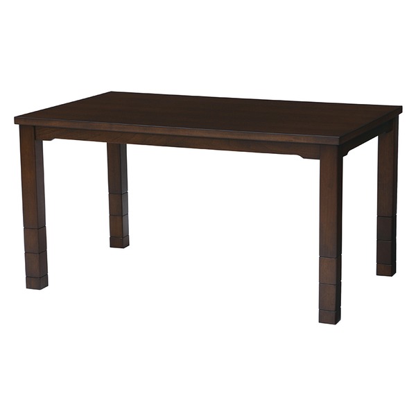 ダイニング こたつ テーブル 単品 約135×80cm ダークブラウン 木製 継脚付き 高さ調節可 組立品【代引不可】