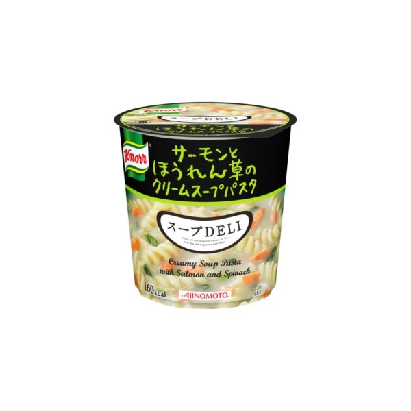 【まとめ買い】味の素 クノール スープDELI サーモンとほうれん草のクリームスープパスタ 40.3g×24カップ（6カップ×4ケース）【代引