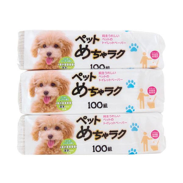 （まとめ） マスコー製紙 ペットめちゃラク水に流せるペーパータオル 100組/個 1パック（3個） 
