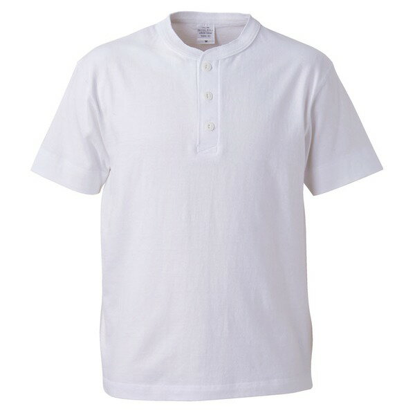 アウトフィットに最適ヘビーウェイト5.6オンスセミコーマヘンリーネック Tシャツ2枚セット ホワイト+ブラック XL