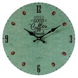 モチーフクロック/壁掛け時計 【Lサイズ/COFFEE BREAK-green-　コーヒー ブレイク グリーン】 直径33cm